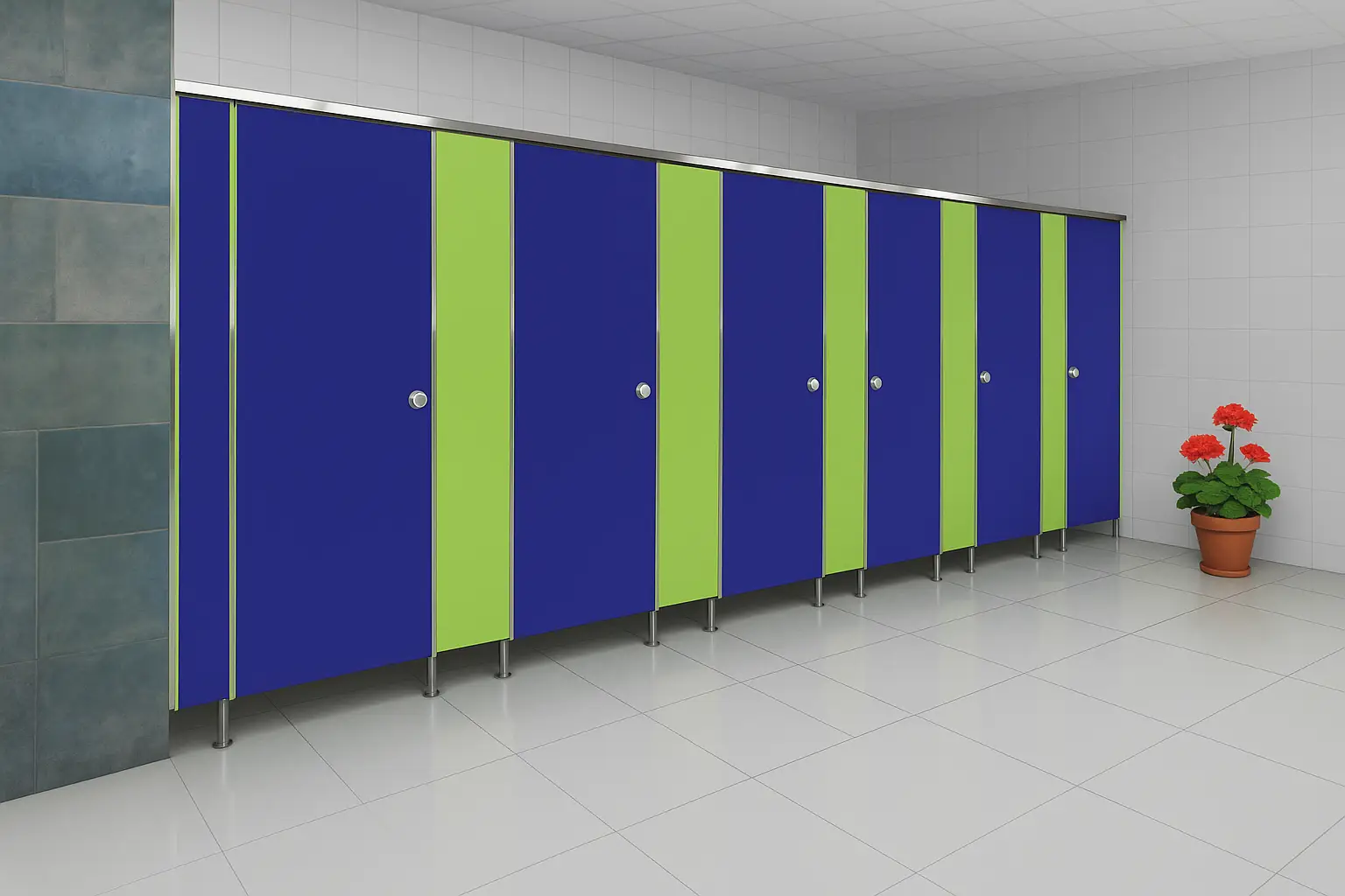 Toilet Cubicles Partition, silvera